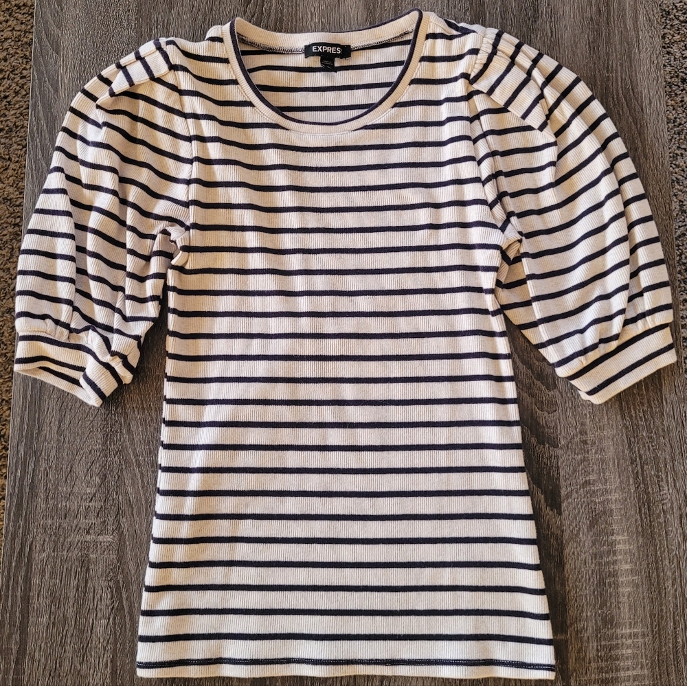 Express Puff Sleeve Striped Top